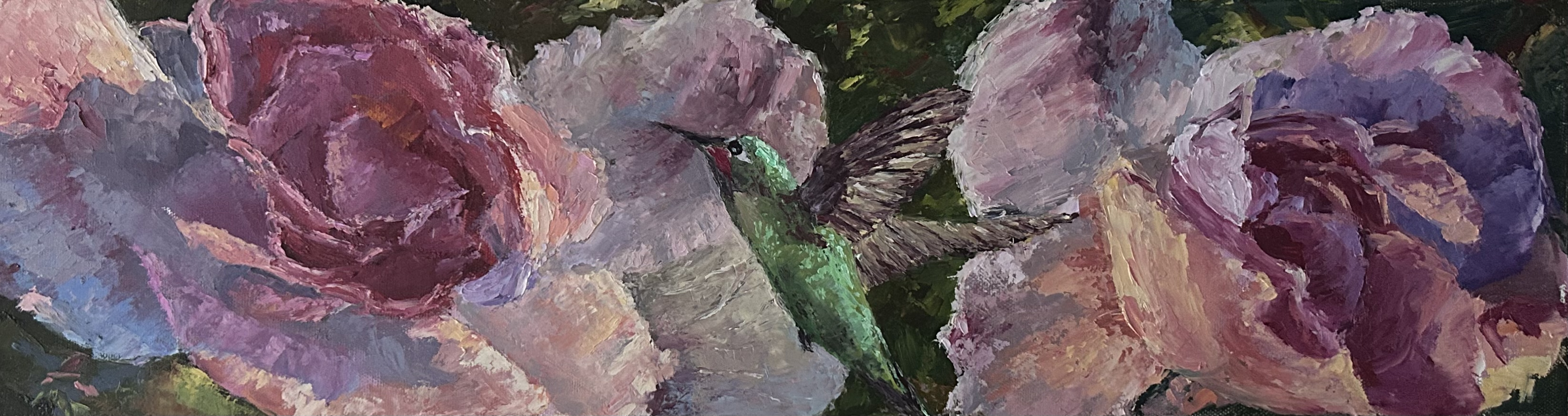 hummingbird & roses