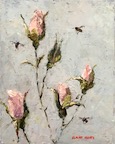 3 bees and rosebuds